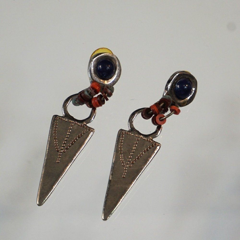 Triangle Statement Earrings Mixed Multicolor Meta… - image 4